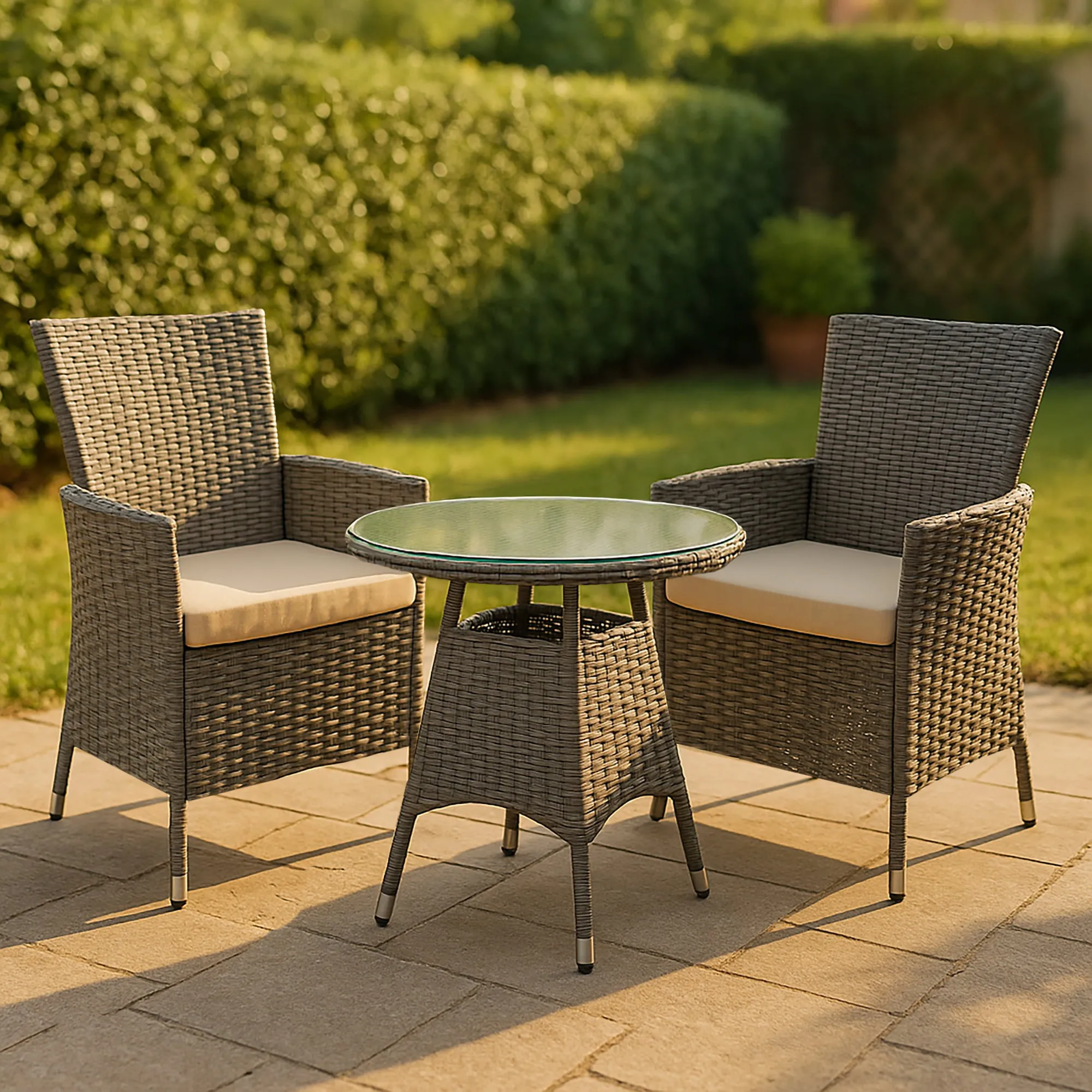 Esstisch-Loungeset Fireda 110x110x84 cm grau-meliert