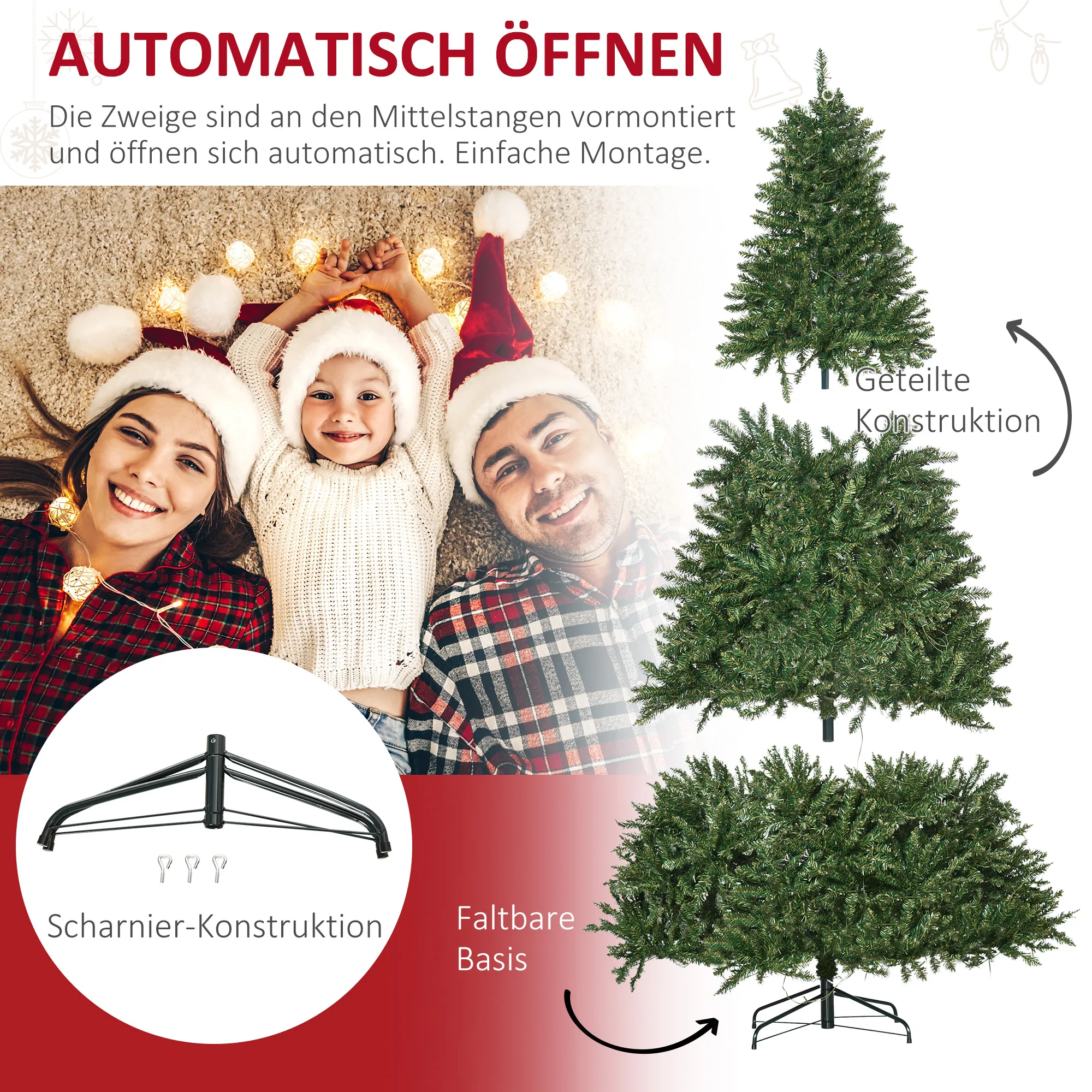 Künstlicher Weihnachtsbaum mit 700 LEDs, 210 cm, Grün