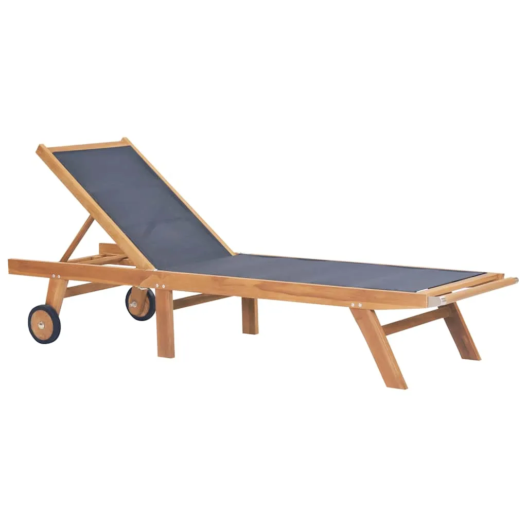 Klappbare Sonnenliege aus Naturholz mit Textilene, 206x60x35 cm, Braun