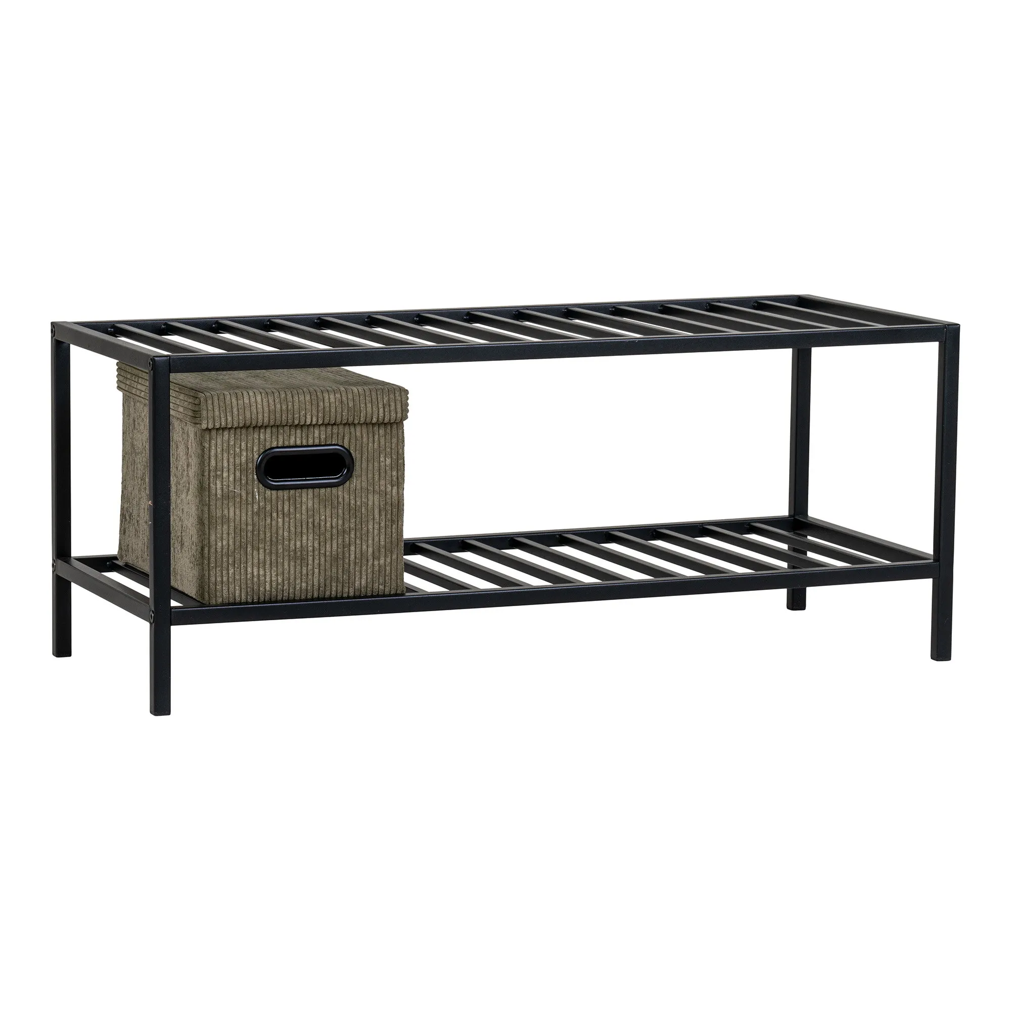 tinkaro Vita Schuhregal 2 Ebenen 79x34x32 cm Schwarz