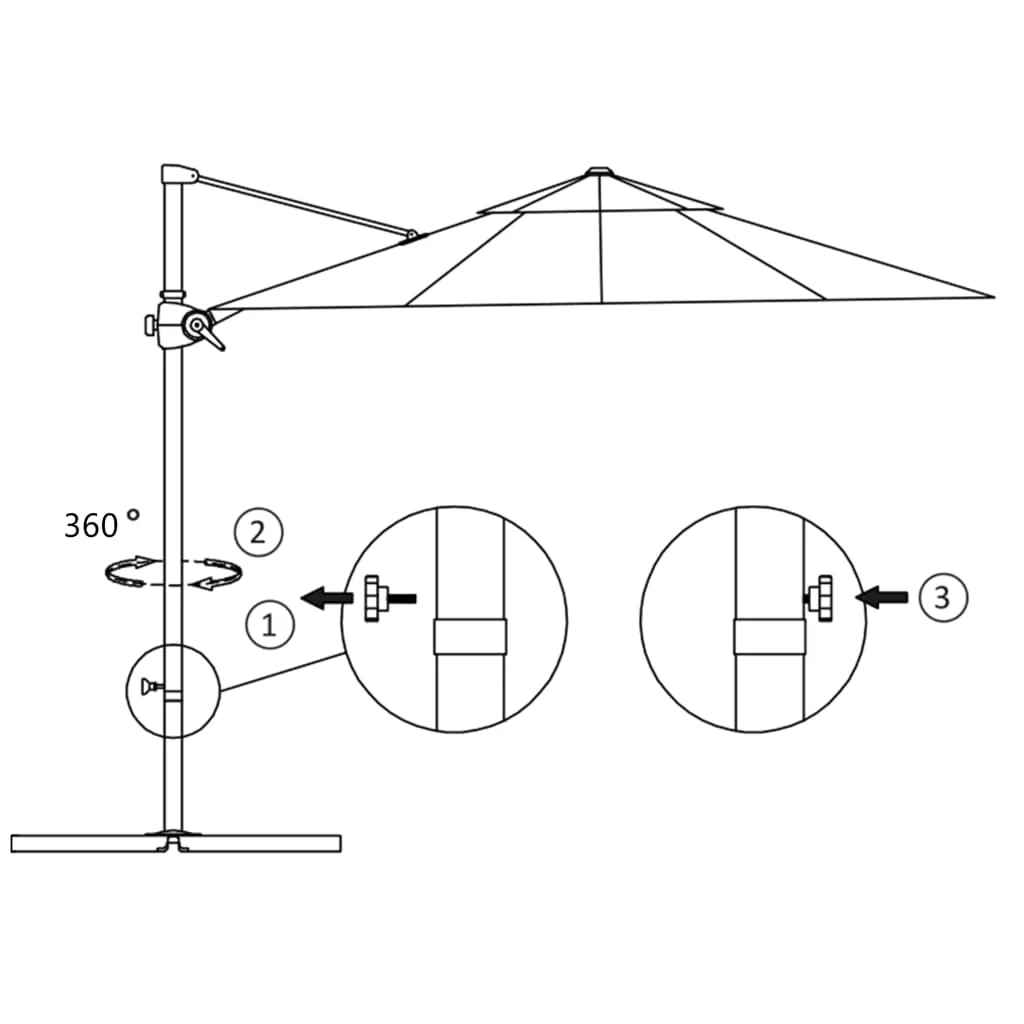 Eleganter Sonnenschirm 300x255 cm in Azurblau mit stabilem Kreuzfuß