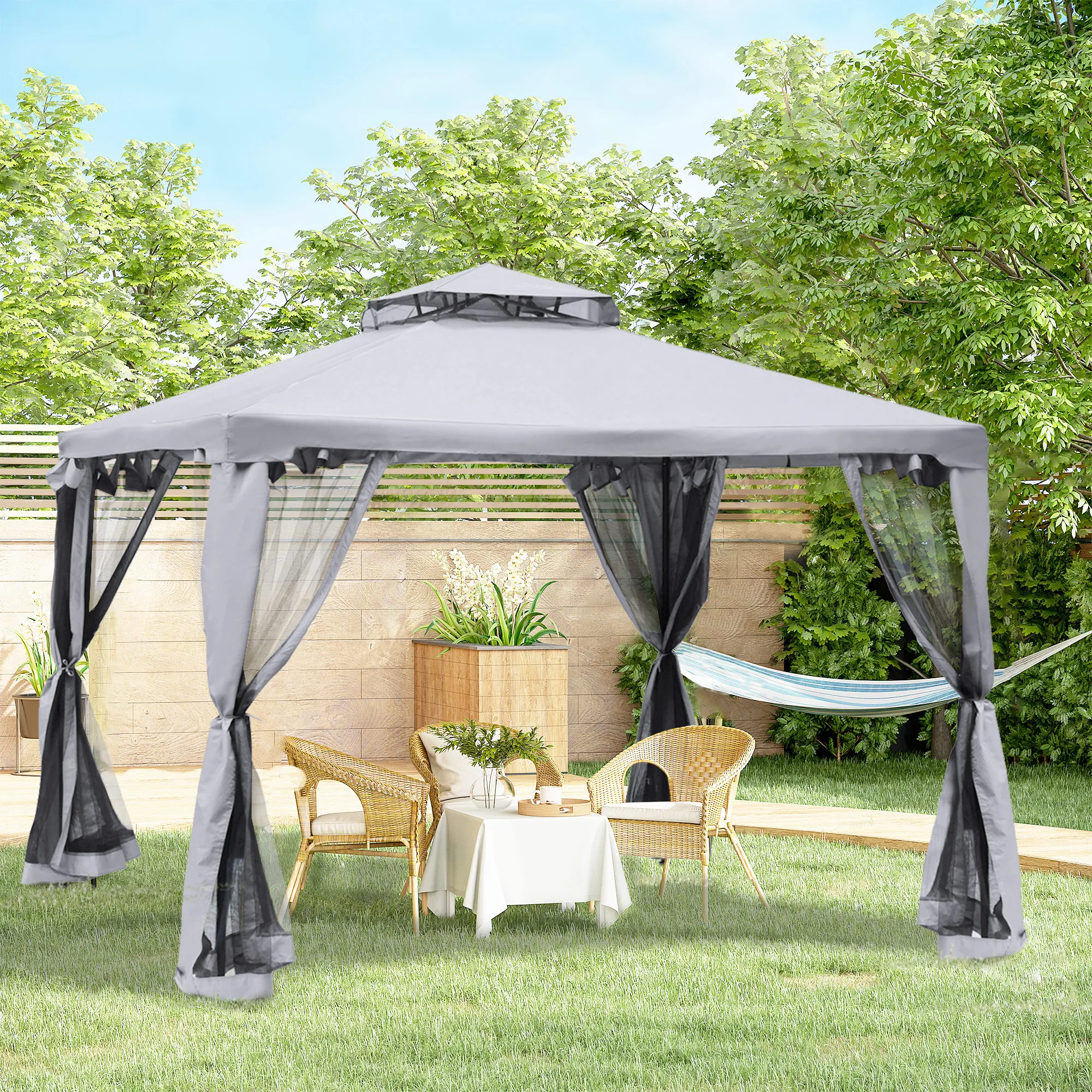Eleganter Pavillon 294x294x265 cm in Hellgrau