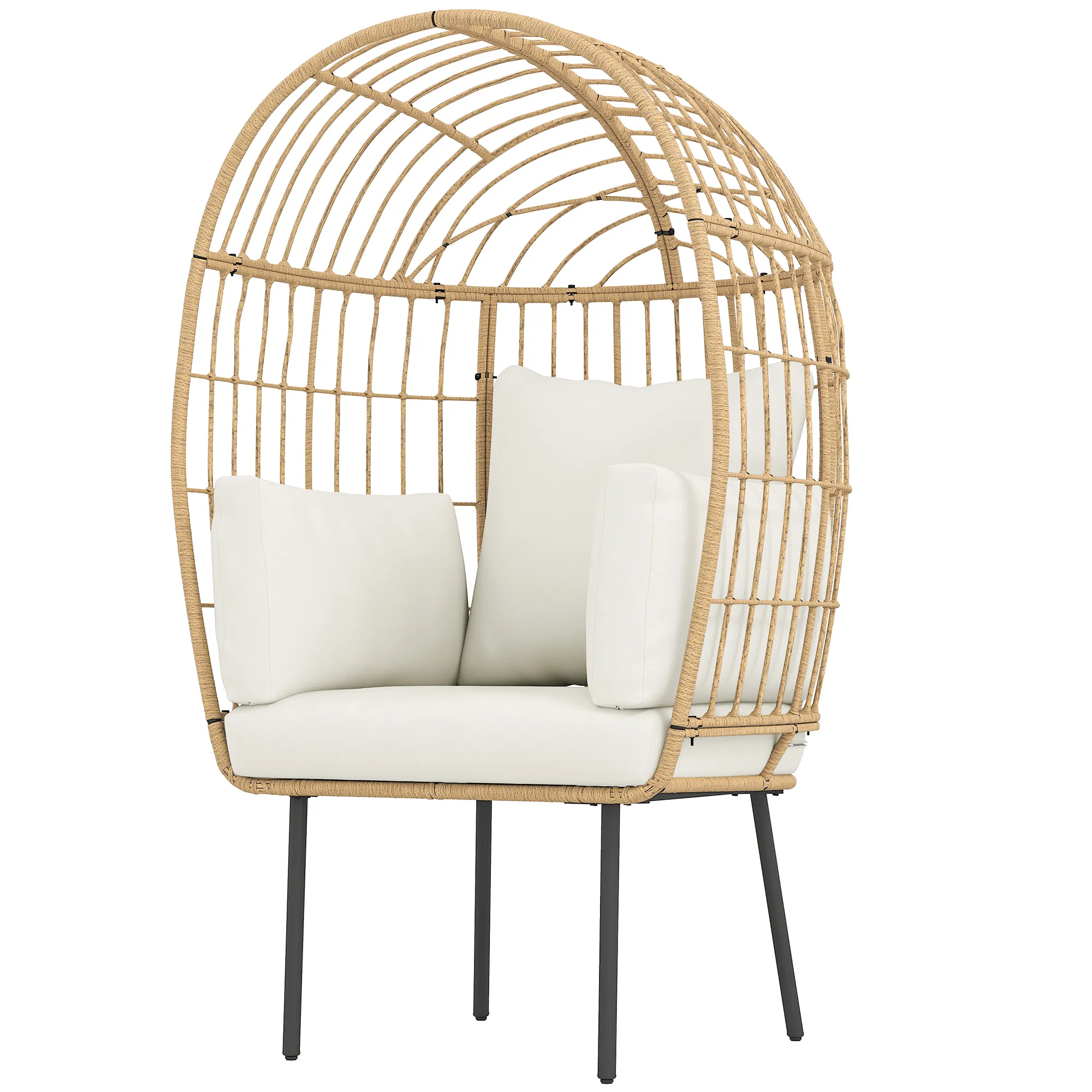 Outdoor-Rattansessel 95L x 80B x 155H cm Gelb-Beige-Schwarz