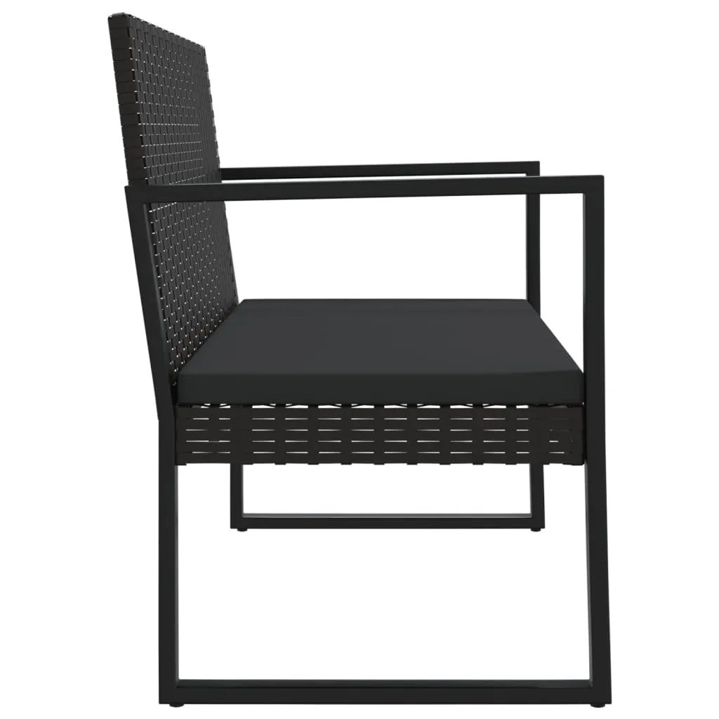 Gartenbank Schwarz 106 x 57 x 74,5 cm mit PE-Rattan und Stahlrahmen