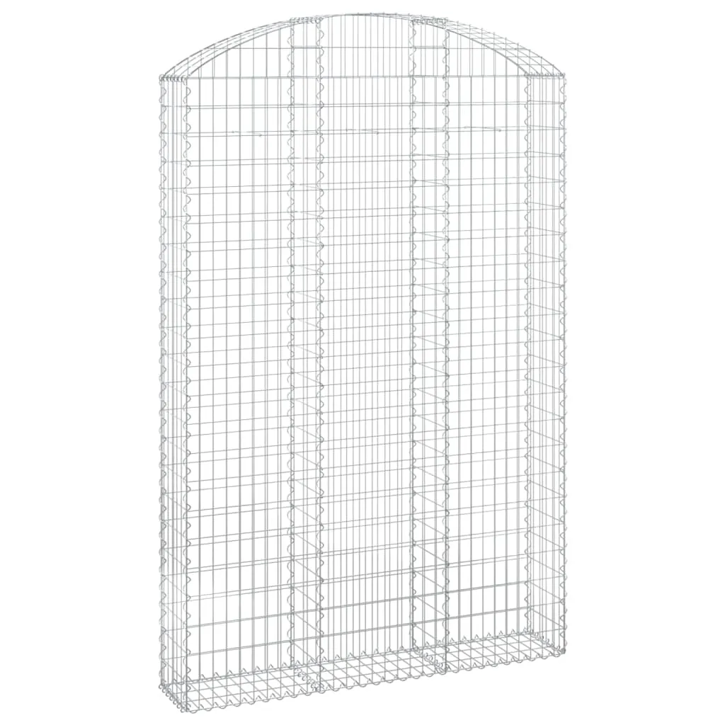 Gabionenwand Hochbogen 150x30x220/240 cm Silber Verzinktes Eisen