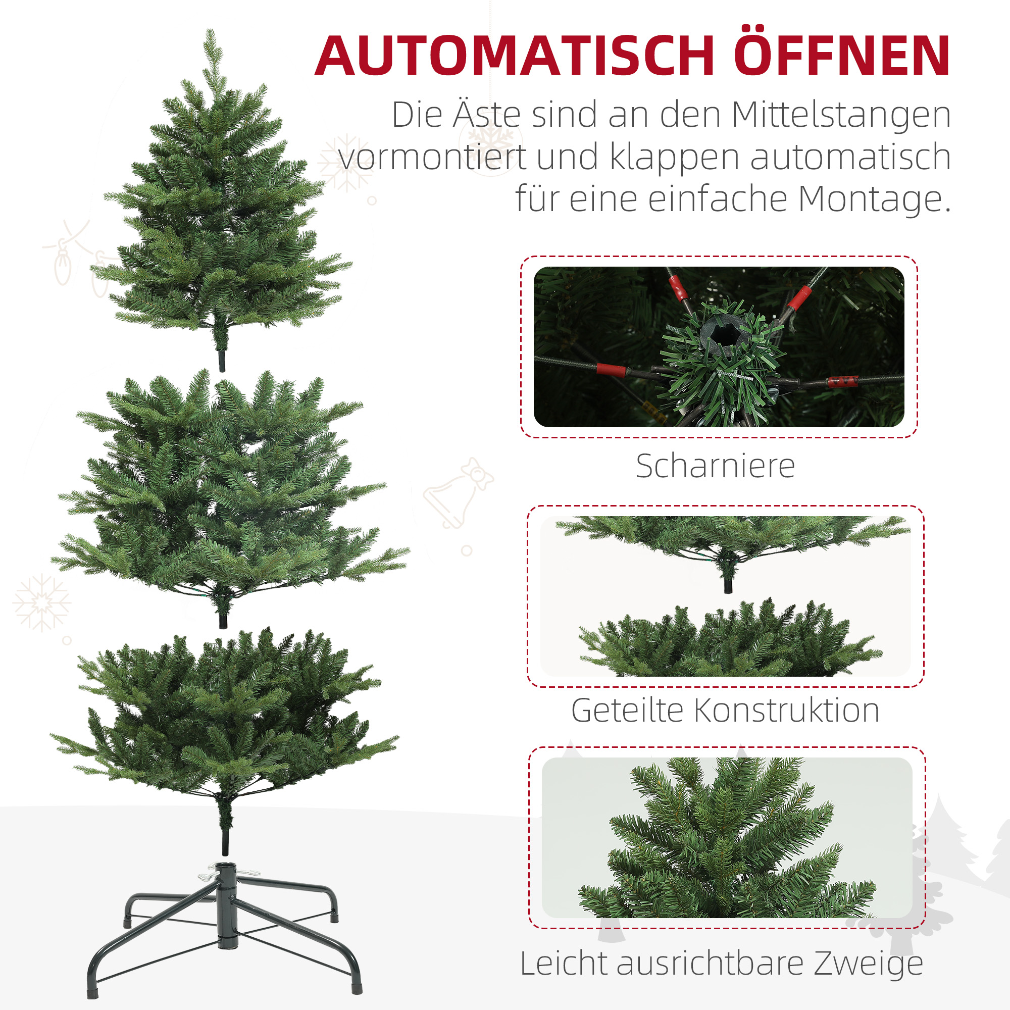 Weihnachtsbaum, Kunsttanne, naturgetreu, breit & üppig, 180 x Φ105 cm, Grün