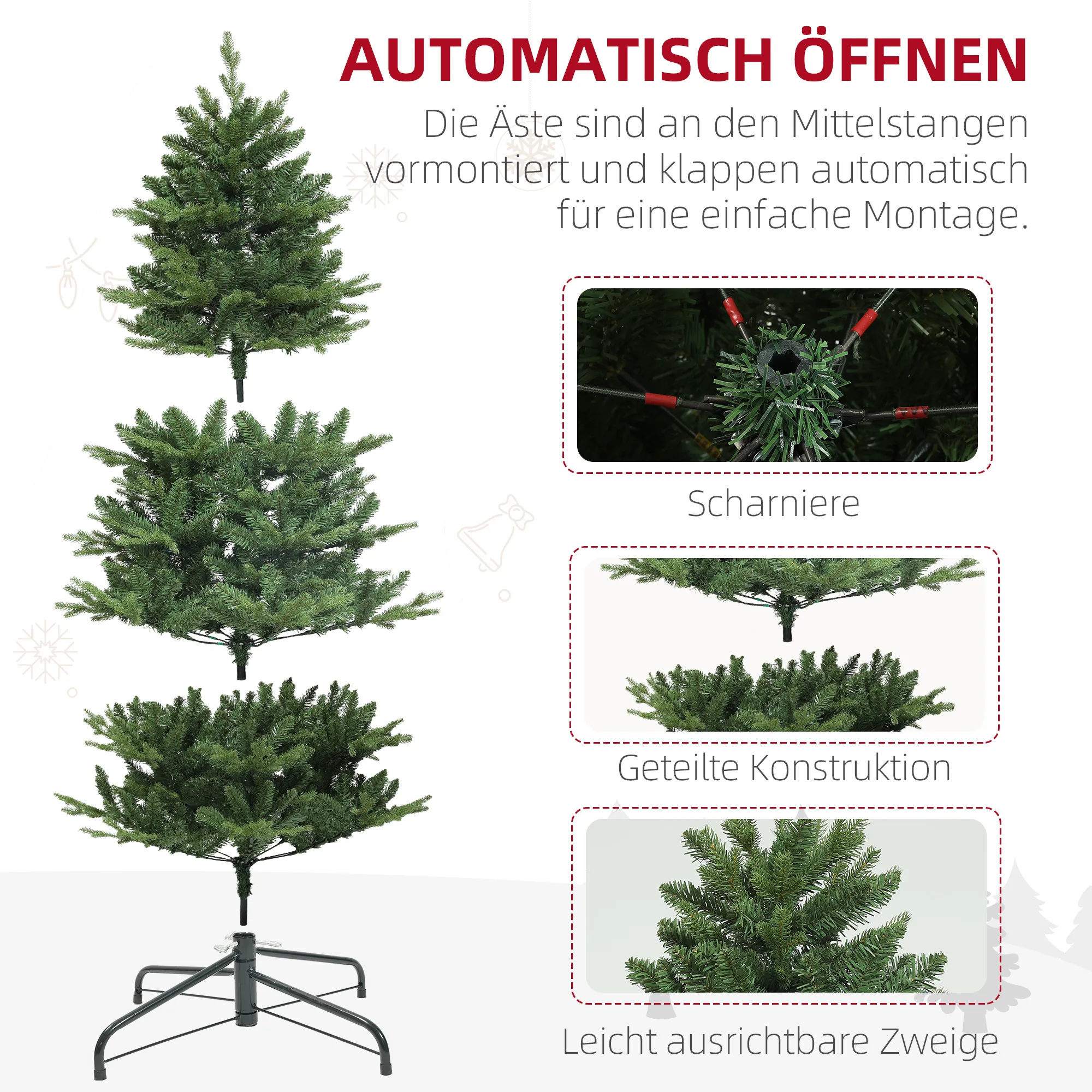 Kunsttanne Weihnachtsbaum naturgetreu 180 cm Grün PE Stahl