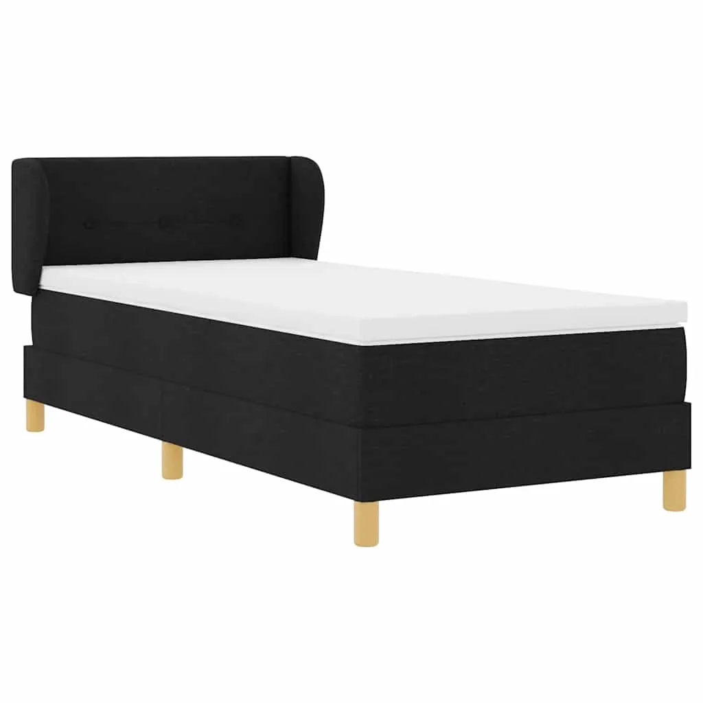 Boxspringbett mit verstellbarem Kopfteil, 90x190 cm, Schwarz