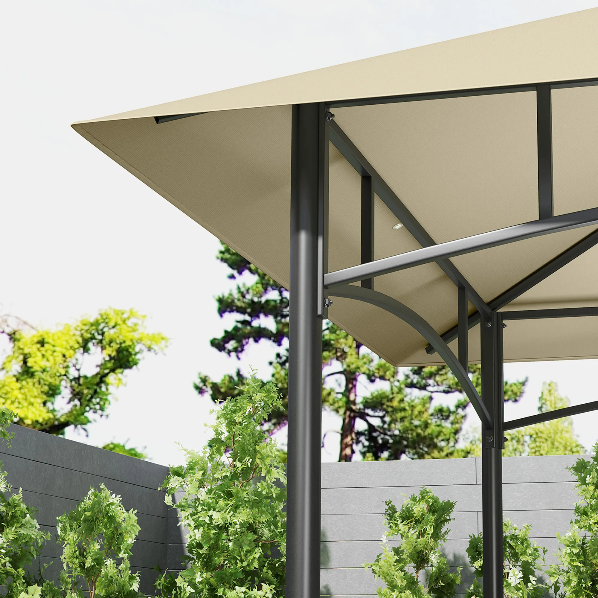 Grillpavillon Beige 240L x 150B x 257H cm mit robustem Rahmen