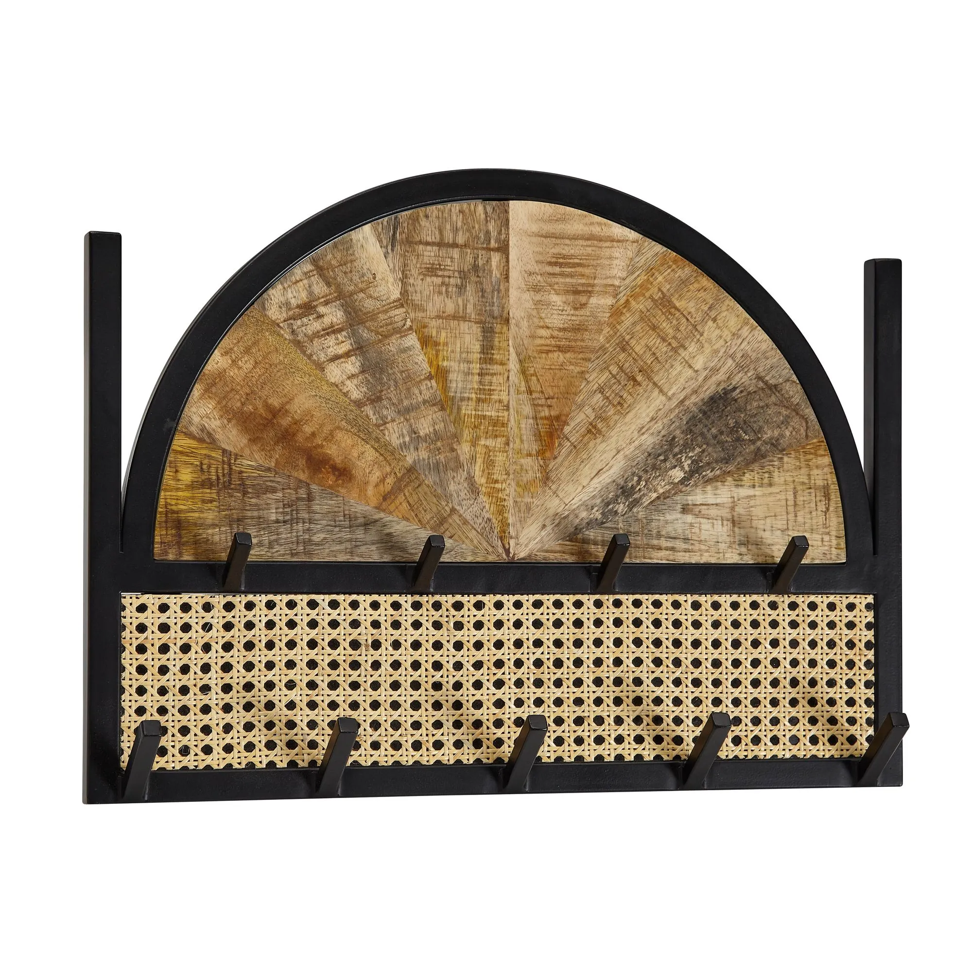 tinkaro Hängegarderobe VIRGINIA Mango Massivholz/Rattan Flurgarderobe Braun