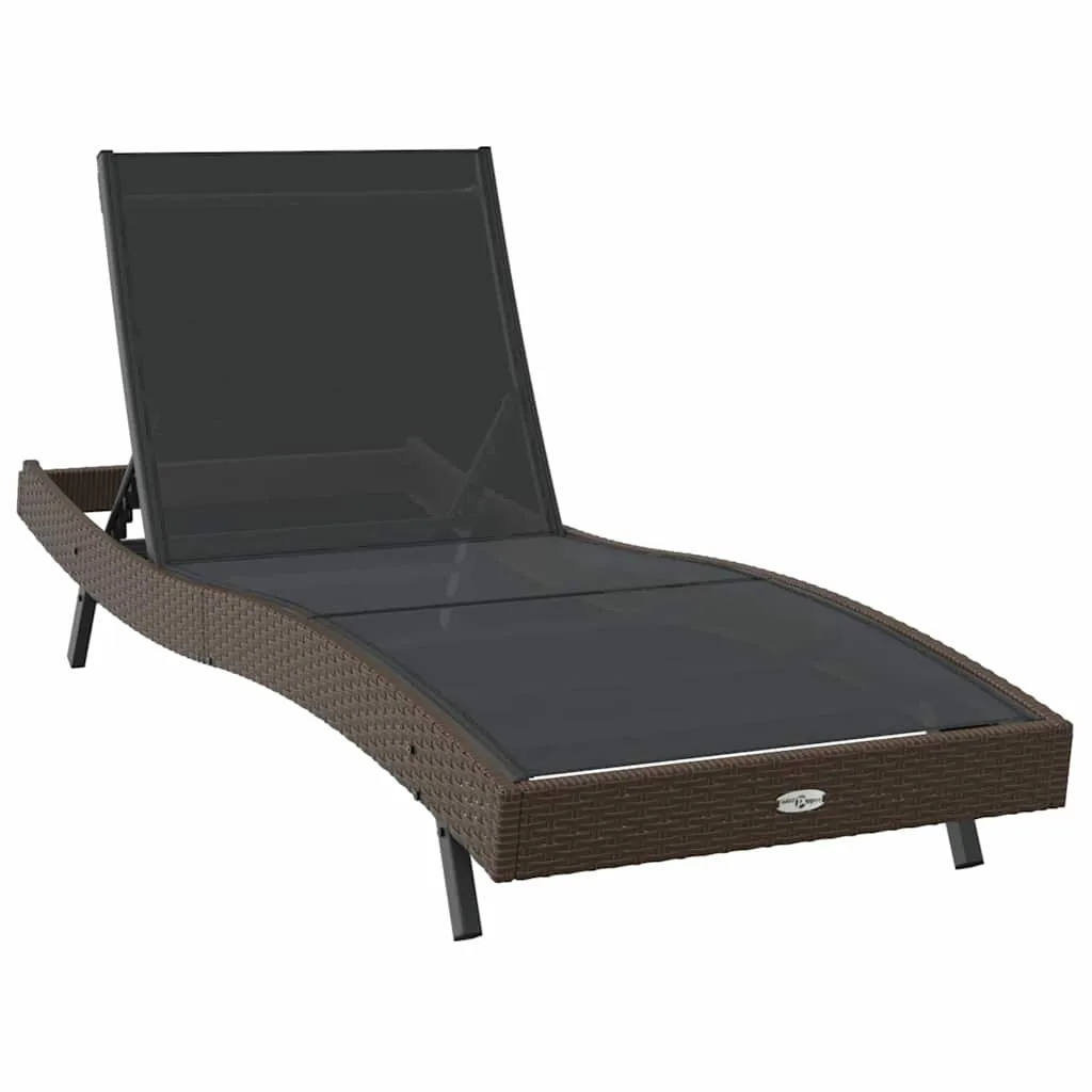 Sonnenliege mit Tisch 197x70x82 cm Schwarz und Braun