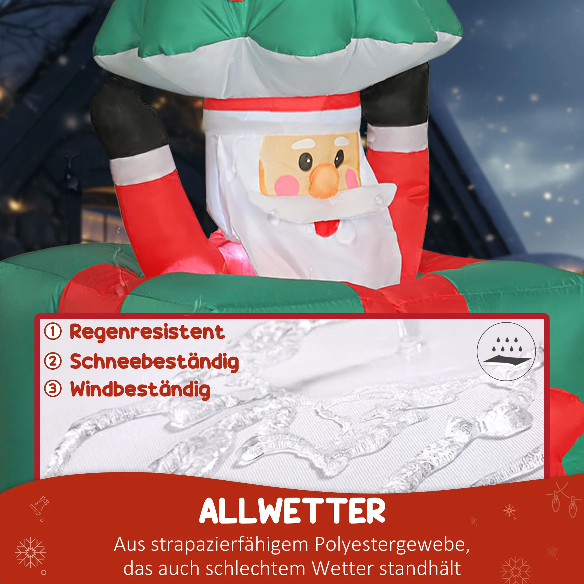 Aufblasbare Weihnachtsdekoration Weihnachtsmann LED Polyester