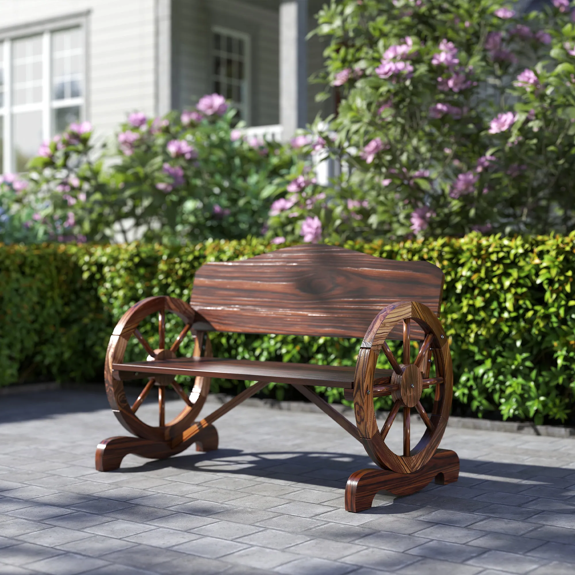 Wetterfeste Gartenbank 110x55x80 cm in Verkohlter Optik