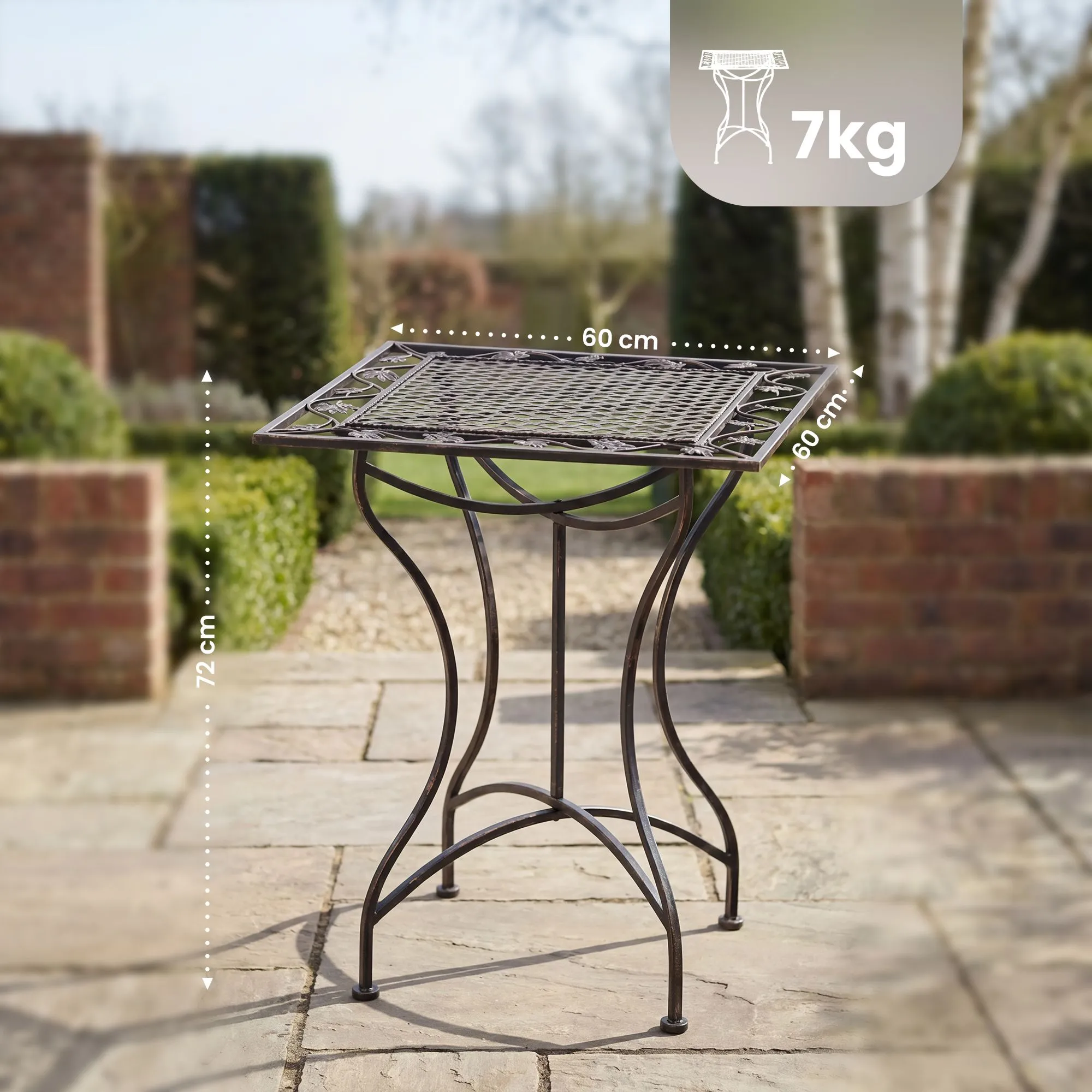Gartentisch Asina Bistrotisch 60x60x72 cm bronze