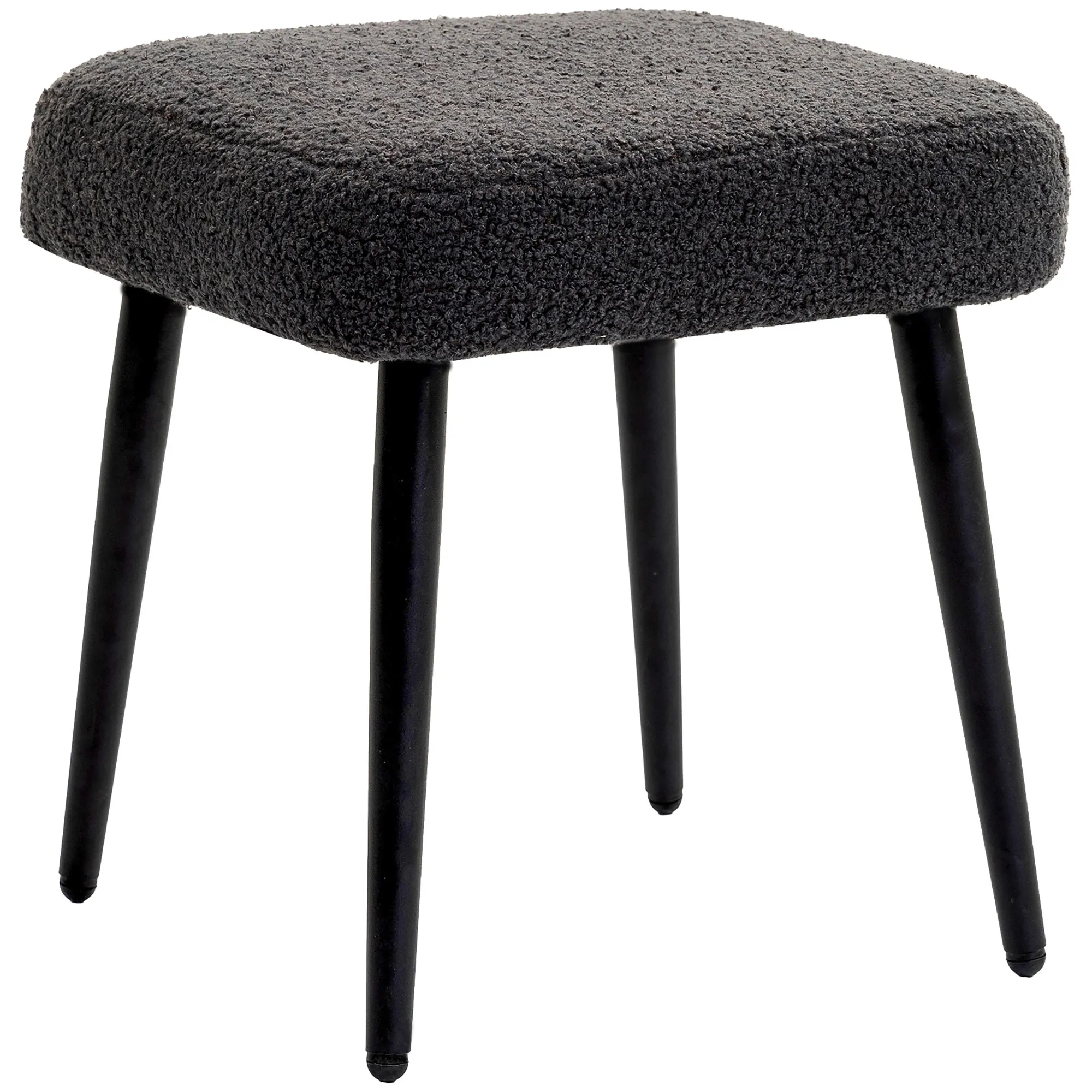 Hocker, Fußstütze, gepolsterter Sitz, Kaschmir-Optik, Stahlbeine, 42 x 42 x 44 cm, Dunkelgrau