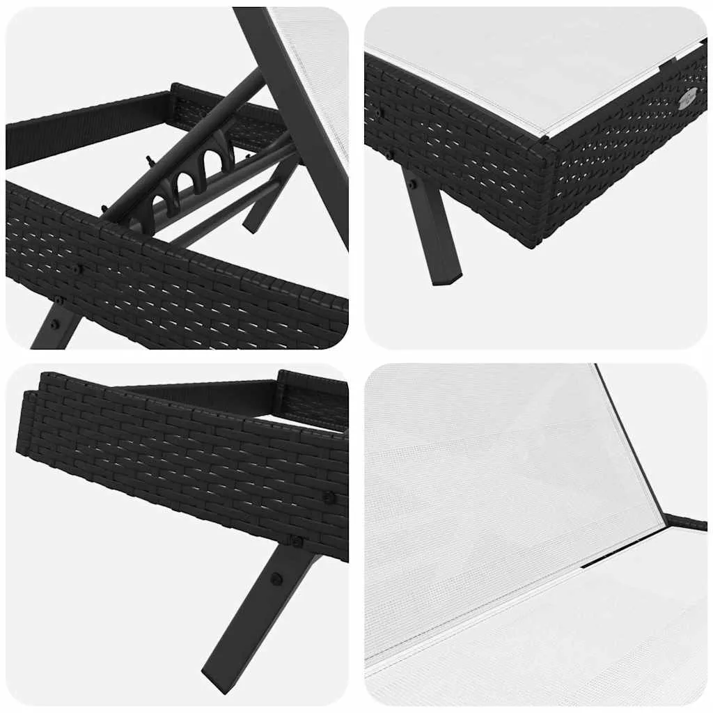 Sonnenliege mit Tisch 197x70x82 cm Schwarz und Weiß