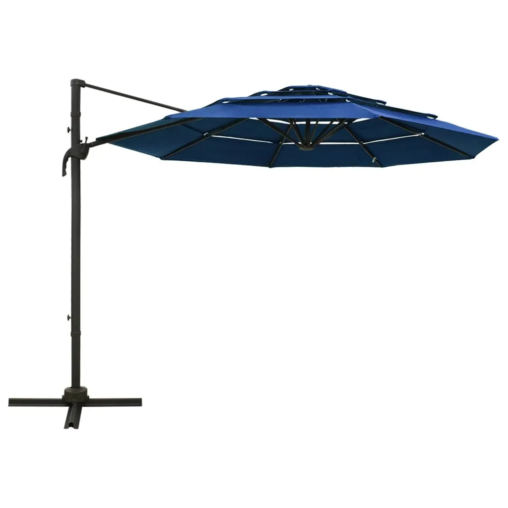 4-lagiger Sonnenschirm Azurblau 300x300x247 cm mit Aluminiumgestell