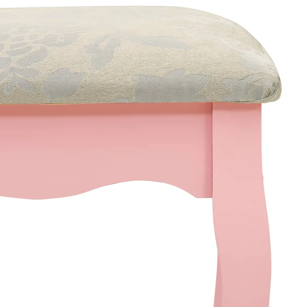 Schminktisch mit Hocker und Dreifach-Spiegel Rosa