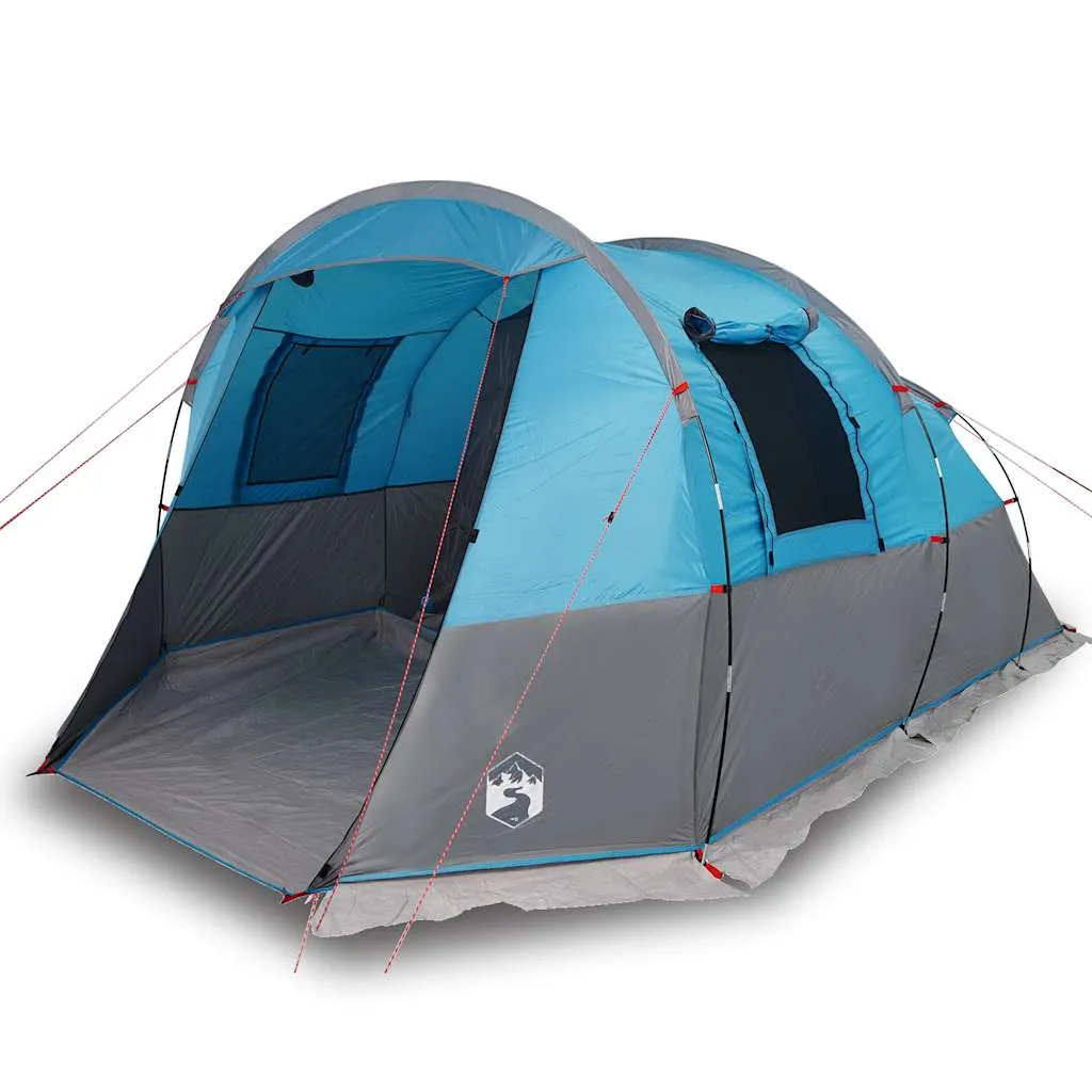 Campingzelt Tunnelzelt Blau 455x265x194 cm mit Überzelt und E-Anschluss