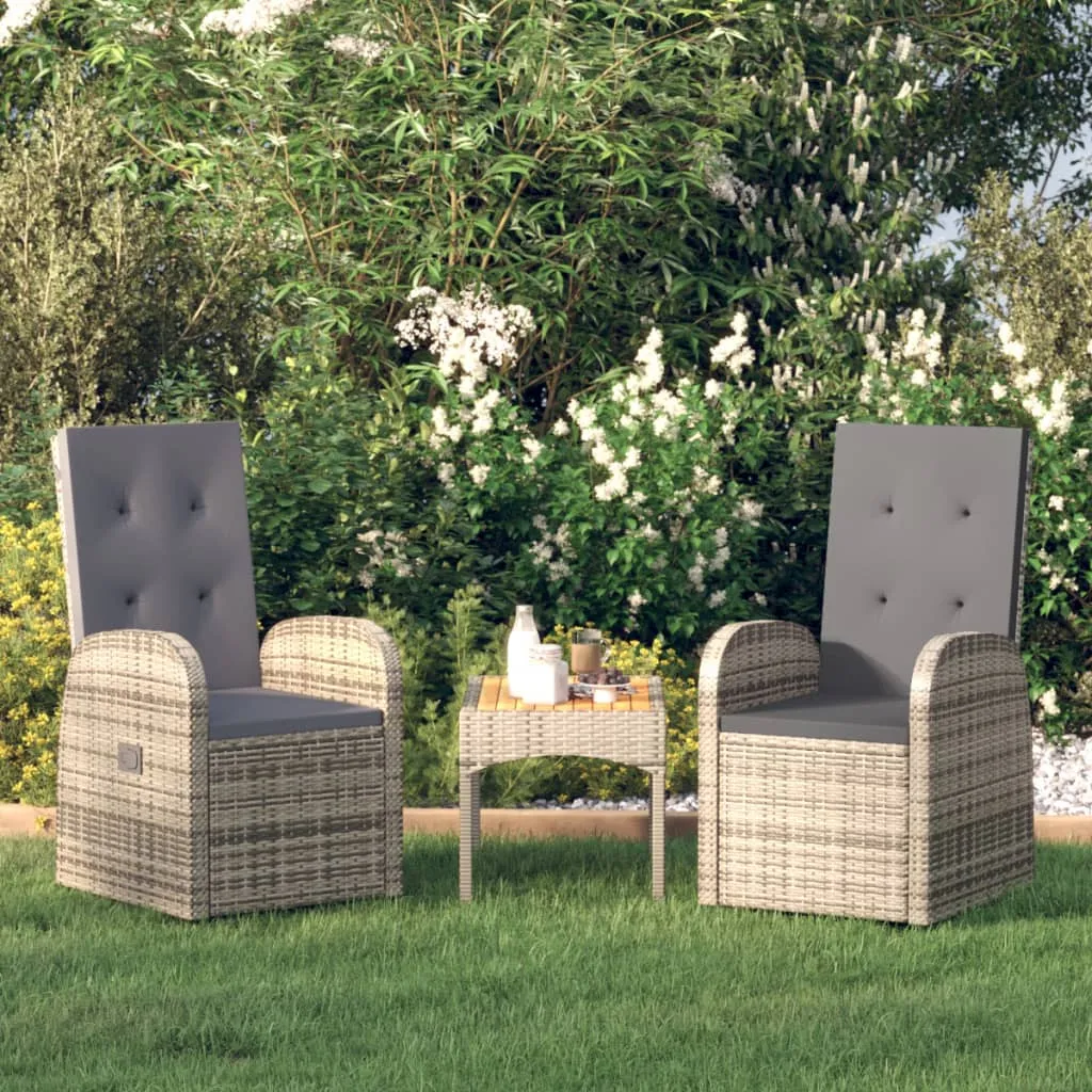 Rattan-Gartensessel 57x69x106 cm Grau mit Sitzkissen Dunkelgrau