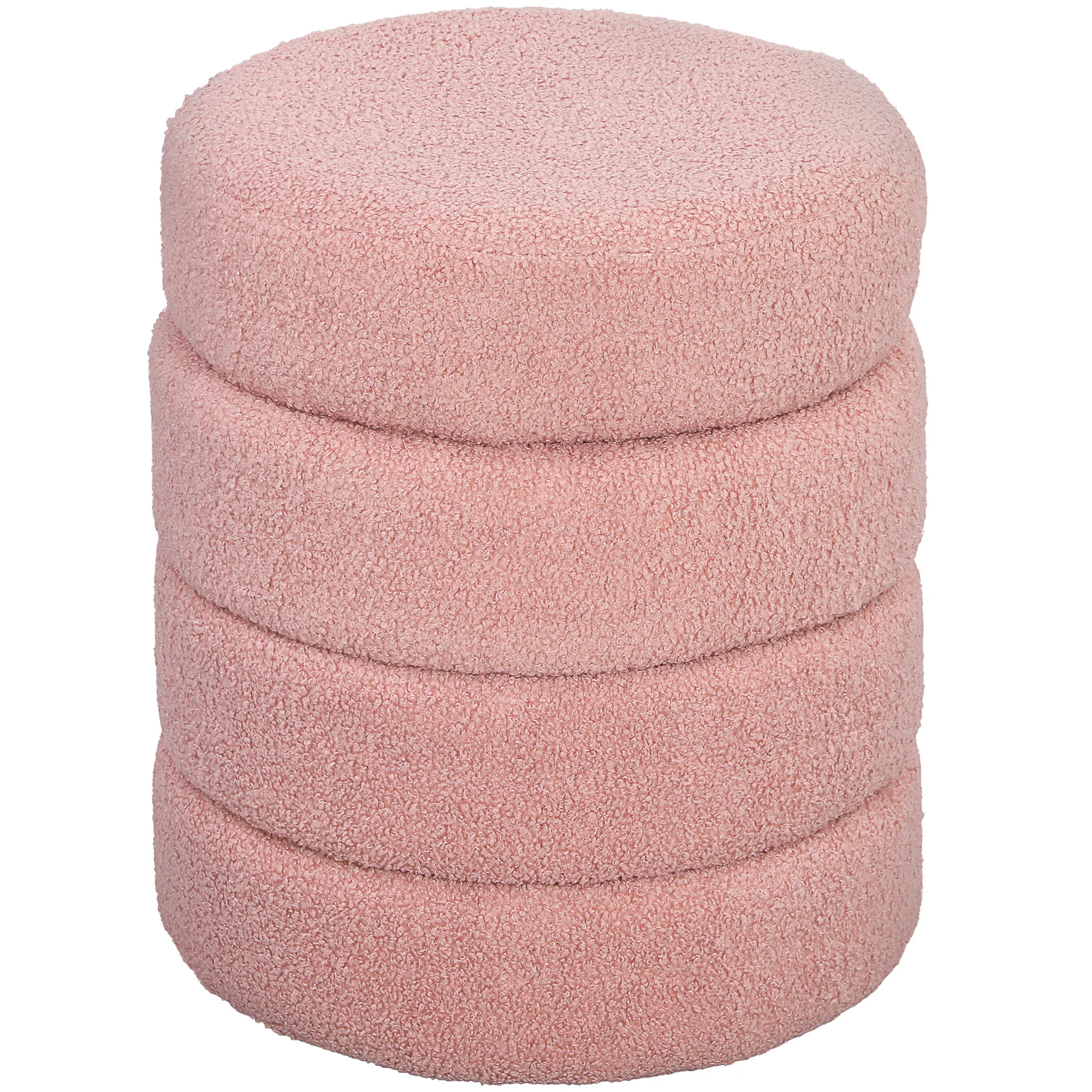 Hocker, rund, Teddyfleece, bis 120kg, Φ40x45H cm, Rosa